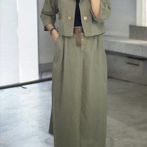 ست کت و دامن لینن کد 00442