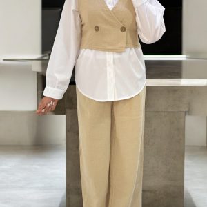 ست سه تیکه جلیقه +شلوار + شومیز