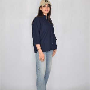 شومیز یقه سه سانتی سرمه