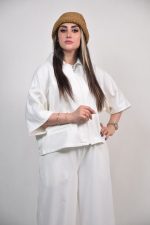 ست شومیز و شلوار آوینا رنگ سفید ابری