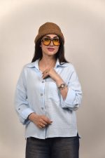 شومیز دابل فیس سورنا زنانه رنگ آبی آسمانی