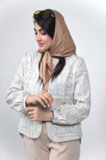 کت سوزنی زنانه دلوین رنگ آبی سفید