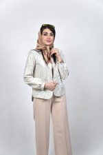 کت سوزنی زنانه دلوین رنگ آبی سفید