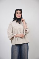 شومیز عروسکی زنانه رنگ استخوانی