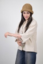 شومیز لینن زنانه آرسس رنگ استخوانی