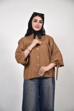 شومیز عروسکی فری سایز رنگ قهوه ای روشن