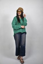 شومیز دابل فیس سورنا زنانه رنگ سبز پاستیلی