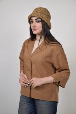 شومیز یقه انگلیسی آرسس رنگ قهوه ای روشن