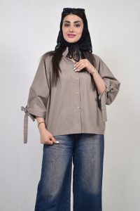 شومیز عروسکی زنانه رنگ نسکافه ای