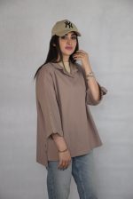شومیز جلو بسته آلما رنگ نسکافه ای