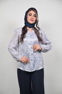 شومیز السا کد ۰۲۶ زنانه رنگ نقره‌ای و یاسی