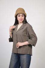 شومیز یقه انگلیسی آرسس رنگ گردویی